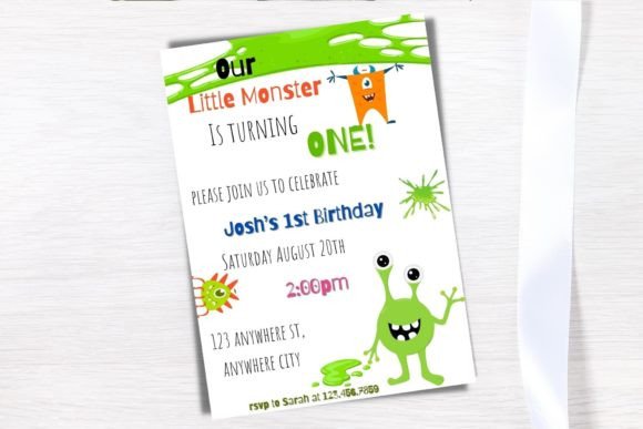 35 Party Invite Template Designs for Every Celebration 16 Editable party invite template for a child's first birthday featuring a monster theme.