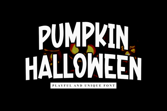 49 Thick Halloween Fonts for Bold Posters and T-Shirts 36 Bold Halloween font reading 'Pumpkin Halloween' with a playful design.