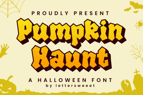 39 Quirky Halloween Fonts for Playful Spooky Designs 24 Pumpkin Haunt Halloween font with bold, playful lettering and spooky motifs.