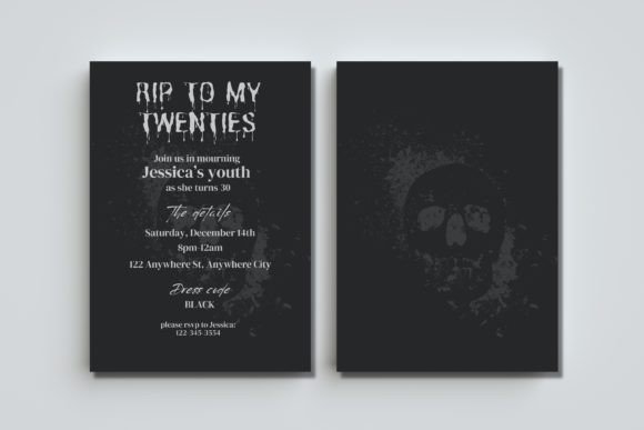35 Party Invite Template Designs for Every Celebration 11 RIP to My Twenties birthday party invite with skull design and event details. โ party invite template