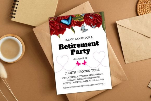 35 Party Invite Template Designs for Every Celebration 43 Retirement party invitation template featuring floral design and butterflies. โ party invite template