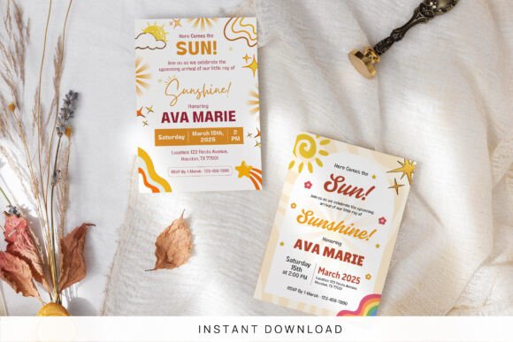 35 Party Invite Template Designs for Every Celebration 22 Editable party invite template featuring a sunny design for a celebration.