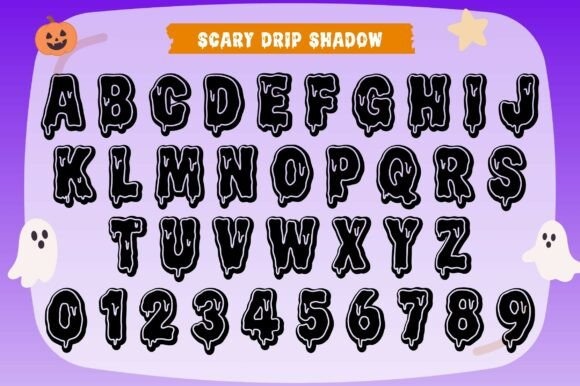 22 Creepy ABC Fonts for Posters, Stickers, & Classrooms 14 Creepy ABC fonts featuring rounded letters with dripping accents.