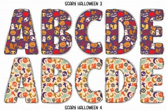 24 Halloween ABC Fonts for Spooky Alphabet Designs 11 Halloween ABC fonts featuring colorful spooky designs for kids.