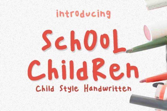 Fun Handwriting Fonts Fun Handwriting Fonts for kids worksheets featuring School Children font