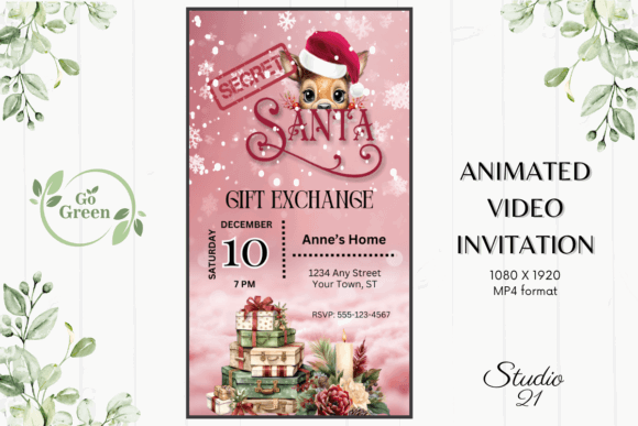 Christmas Party Invitation Templates: 35 Festive Picks 33 Secret Santa gift exchange animated invitation with festive design and RSVP details.