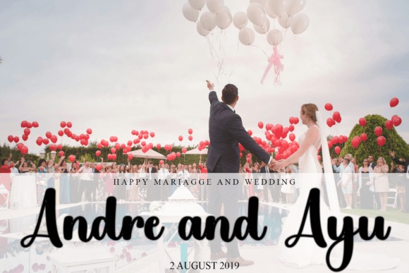 16 Wedding Card Fonts for Elegant Invitation Designs 29 Wedding scene with balloons and couple holding hands — wedding card fonts