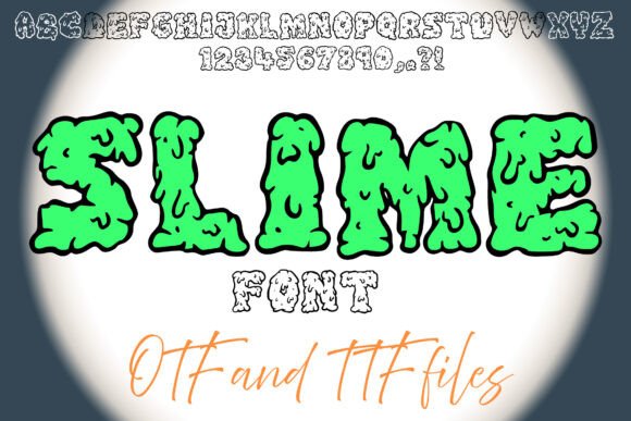 49 Thick Halloween Fonts for Bold Posters and T-Shirts 51 Green slime font with dripping letters and alphabet characters.