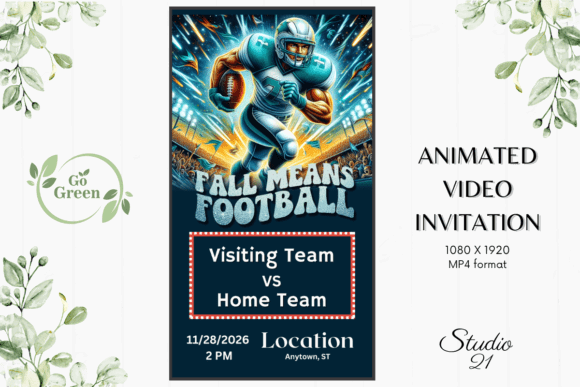 Football Party Invitation Templates: 12 Winning Game-Day Picks 13 Animated football invitation featuring a player in action with event details.