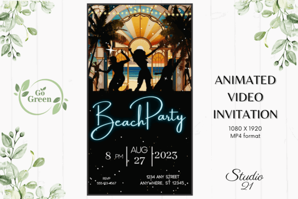 29 Bright Summer Party Invite Templates for Sunny Celebrations 36 Animated beach party invitation featuring silhouettes and vibrant sunset colors.