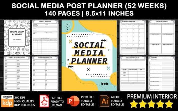 10 Best Google Sheets Social Media Calendars for Brands 4 Social Media Post Planner layout with weekly planning sections and target audience — Google Sheets social media calendars