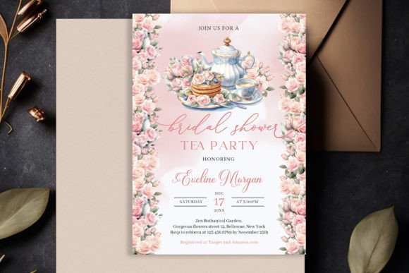 30 Charming Tea Party Invitation Templates for Elegant Celebrations 16 Bridal shower tea party invitation with floral design and teapot illustration.
