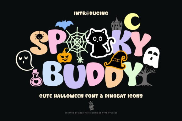 Halloween Bubble Letter Fonts: 27 Cute Spooky Picks 3 Colorful Halloween font 'Spooky Buddy' with cute icons and letters.
