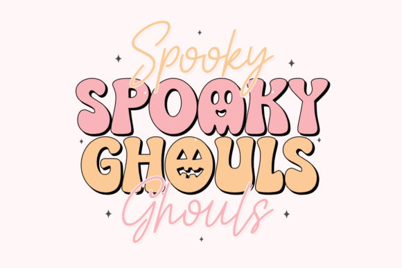 Halloween Bubble Letter Fonts: 27 Cute Spooky Picks 12 Playful Halloween bubble letters spelling 'Spooky Ghouls' with ghost and pumpkin motifs.