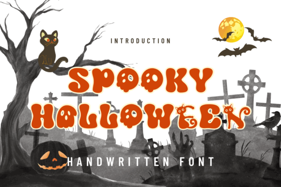 Weird Halloween Fonts: 32 Whimsical Picks for Creative Designs 50 Spooky Halloween handwritten font displayed with Halloween-themed illustrations.