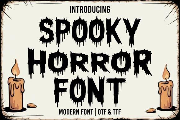 35 Best Bold Halloween Fonts with Heavy, Spooky Lettering 16 Spooky Horror font displayed with dripping letters and candles โ bold Halloween fonts