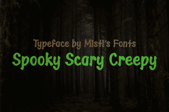Spooky Font Alphabet: 33 Best Halloween Styles for 2026 52 Spooky Scary Creepy font displayed in a dark forest setting.