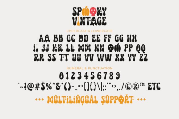 Halloween Bubble Letter Fonts: 27 Cute Spooky Picks 9 Spooky Vintage bubble letter font showcasing uppercase, lowercase, numbers, and punctuation.
