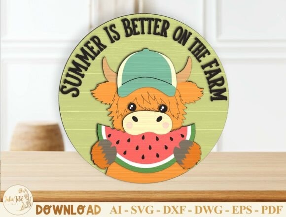 30 Best Layered Highland Cow Laser Cut Files for Decor 26 Layered Highland Cow Laser Cut Files featuring a cow with a watermelon