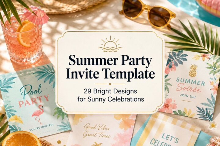 Summer Party Invite Template 30 Bright Designs for Sunny Celebrations