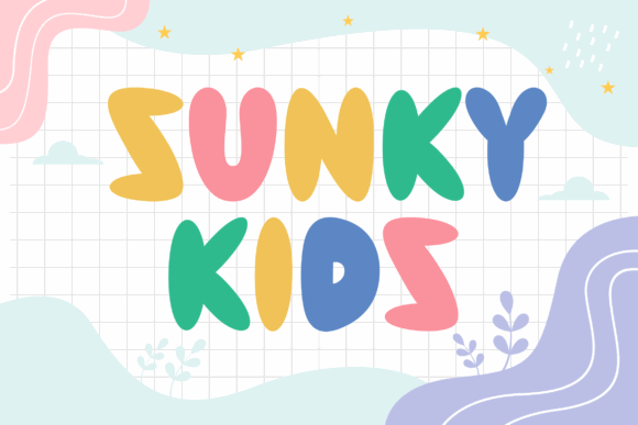 25 Cute Halloween Bubble Fonts for Playful Designs 29 Colorful playful lettering spelling 'SUNKY KIDS' in bubble font style.