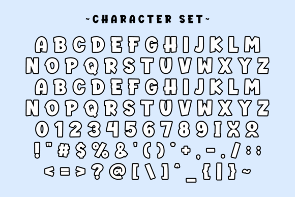 45 Chunky Halloween Fonts for Cricut and Canva Projects 44 Chunky Halloween font character set with bold, rounded letters and symbols.