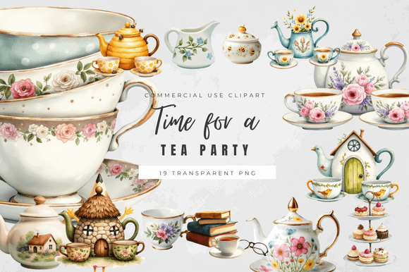 30 Charming Tea Party Invitation Templates for Elegant Celebrations 29 Tea Party Clipart Collection Graphics 146482759 1 1 580x386 1