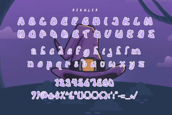 Spooky Font Alphabet: 33 Best Halloween Styles for 2026 39 Whimsical Halloween font featuring letters and numbers with a witch hat design.