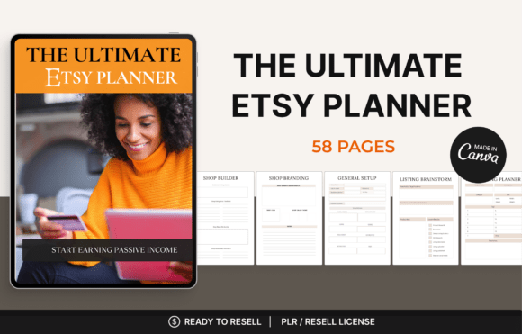 10 Best Etsy Shop Marketing Planner Templates for Growth 5 The Ultimate Etsy Planner cover featuring a woman smiling, with sections for shop — Etsy shop marketing planner templates