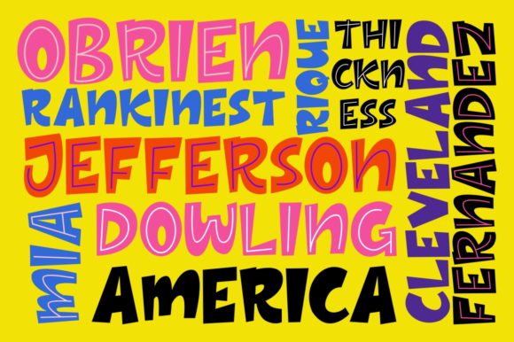 45 Chunky Halloween Fonts for Cricut and Canva Projects 40 Colorful chunky Halloween fonts displayed on a bright yellow background.