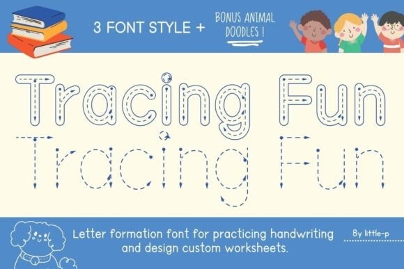 Fun Handwriting Fonts Fun Handwriting Fonts for kids worksheets with Tracing Fun styles.