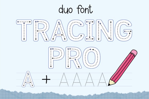 Tracing Pro Handwriting Font — Fun Handwriting Fonts Fun Handwriting Fonts for kids with dotted letterforms for tracing practice.