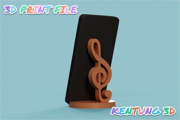 Treble Clef Phone Holder Treble clef phone holder 3D STL model for musicians