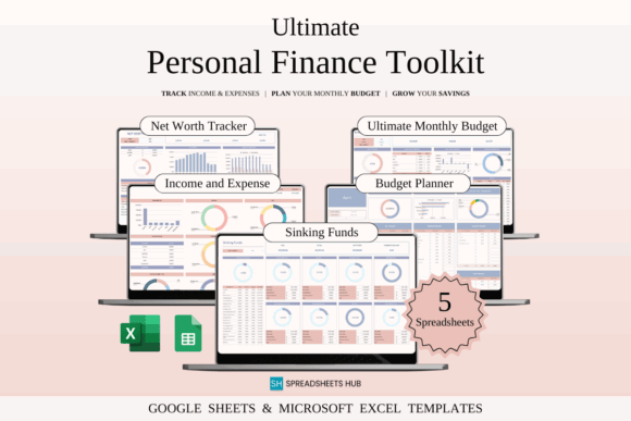 15 Best Google Sheets Bundles & Templates for Business 5 Ultimate Personal Finance Toolkit showcasing various financial tracking spreadsheets. — Google Sheets bundles