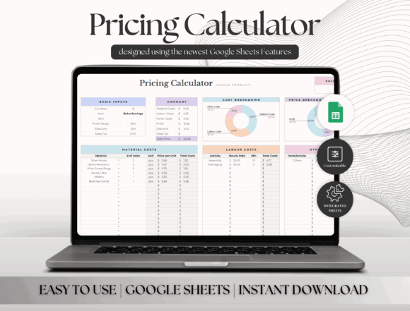 15 Best Google Sheets Templates for Etsy Sellers Success 6 Ultimate Pricing Calculator for Etsy sellers with input fields and cost — Google Sheets templates for Etsy sellers