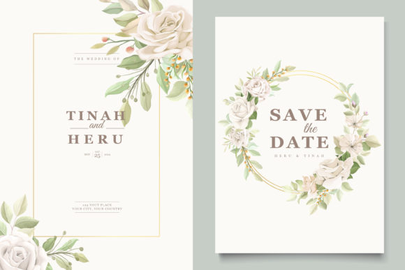 Garden Party Invite Template: 28 Beautiful Floral Designs 30 Elegant floral wedding invitation design featuring soft roses and greenery.