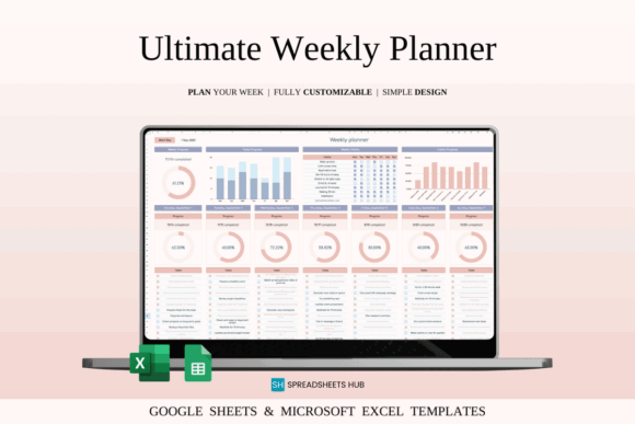 15 Top Google Sheets Bundle for Graphic Designers' Assets 27 Ultimate Weekly Planner template for organizing tasks and schedules in Google — Google Sheets bundles for graphic designers