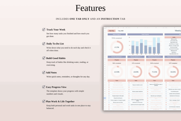 15 Top Google Sheets Bundle for Graphic Designers' Assets 28 Weekly planner template features for task tracking and progress monitoring. — Google Sheets bundles for graphic designers