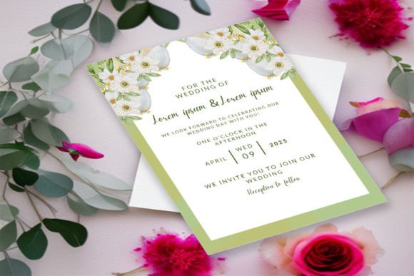 Garden Party Invite Template: 28 Beautiful Floral Designs 16 Elegant floral wedding invitation with white flowers and green accents on a table with pink roses.