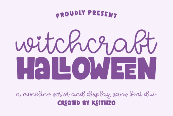 Halloween Bubble Letter Fonts: 27 Cute Spooky Picks 43 Witchcraft Halloween font duo in purple with playful lettering.