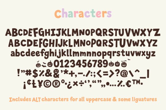 Unusual Halloween Fonts: 35 Creative Picks for Standout Designs 3 Display of various Halloween-themed font characters including letters, numbers, and symbols.