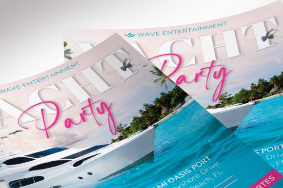 Beach Party Invite Template: 25 Best Sunny Designs 23 Yacht party invitation design featuring a luxury yacht and tropical scenery.