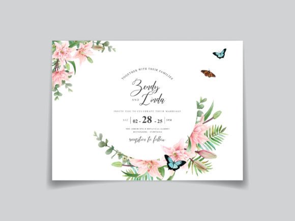Garden Party Invite Template: 28 Beautiful Floral Designs 29 Floral garden party invitation featuring pink flowers and butterflies.