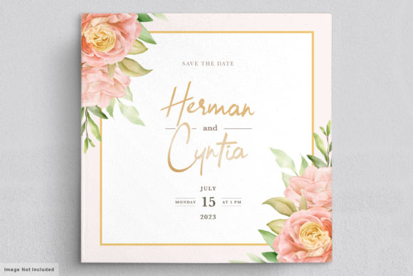 Garden Party Invite Template: 28 Beautiful Floral Designs 9 Elegant floral save the date invitation with pink roses and gold accents.