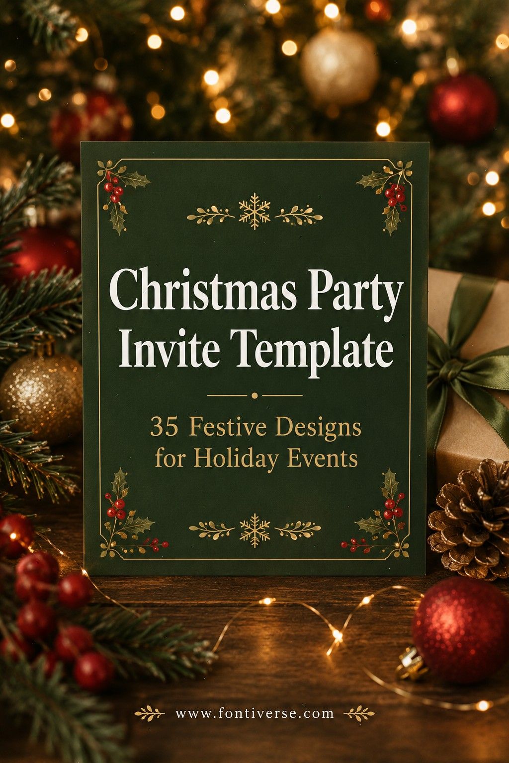 Christmas Party Invitation Templates: 35 Festive Picks 38 Christmas party invite template featuring festive design elements and text.