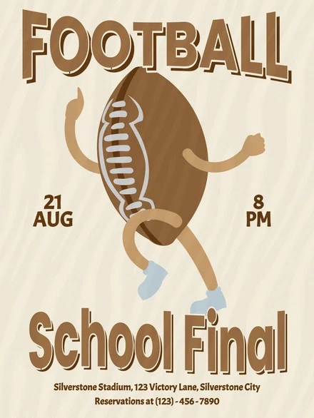 Football Party Invitation Templates: 12 Winning Game-Day Picks 19 Football School Final poster with date, time, and location details.