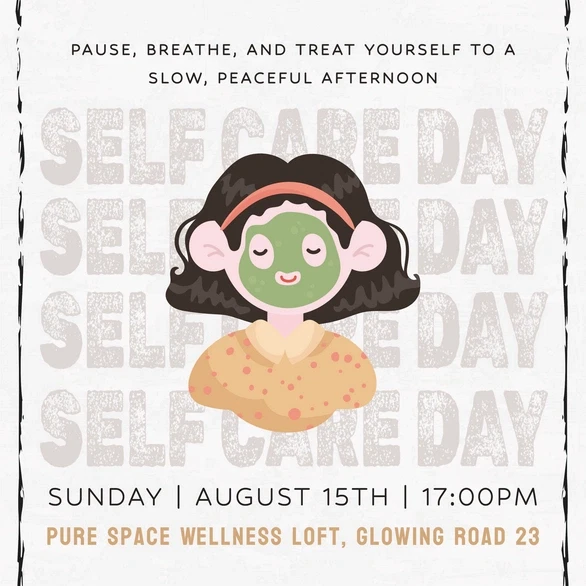 Spa Party Invite Template: 20 Beautiful Designs 10 Self Care Day invitation featuring a girl with a face mask and event details.