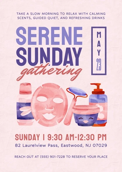 Spa Party Invite Template: 20 Beautiful Designs 14 Spa party invitation featuring calming colors and beauty-themed illustrations.