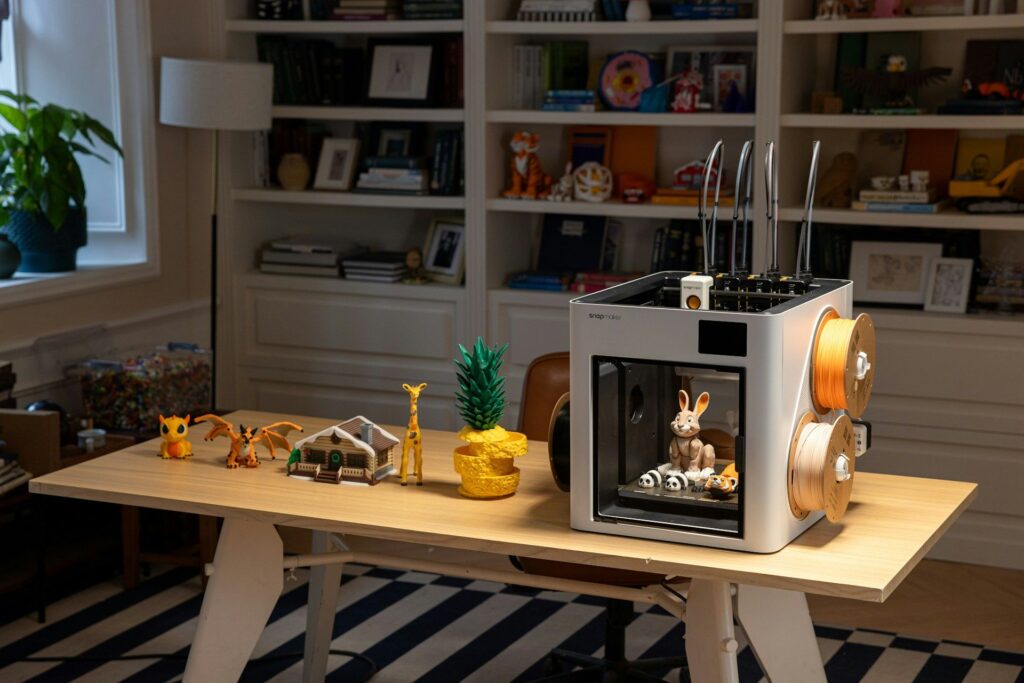 How to Set Up a 3D Printer 3D printer set up on a stable surface with printed models around it — how to set up a 3D printer