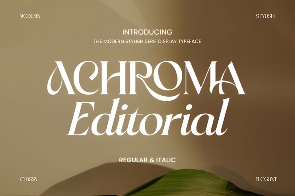 Best fonts for editorial design projects — 35 Picks 23 Achroma Editorial font in regular and italic styles for fonts for editorial design projects